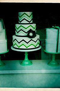  Green & Navy Chevron Cake 