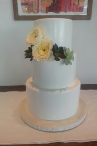 White Succulent Simplicity Wedding Cake