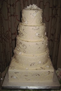 Pewter & Ivory French Flourish Wedding Cake