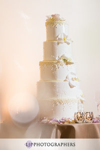 5 Tier White Piped Dragee Embossed Cake