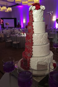 Indian Red & White Wedding Cake 