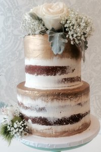 Rustic Barely Naked Gold Cake