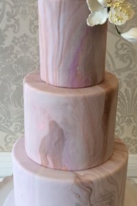 Pink Geode Cake with White Floral