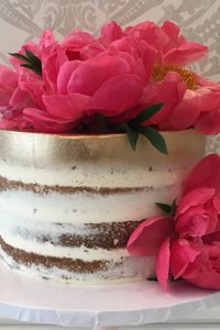 Barely Naked Cake with Gold & Florals