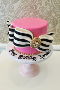 Striped Bow Pink Glam Cake