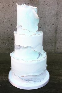 Torn Waves and Gold Edges 3 Tier Cake