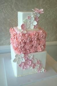 Pink & White Rosette Cake