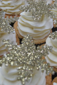 Silver Disco Glitter Snowflake Cupcakes