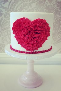 Red Heart Ruffle Cake