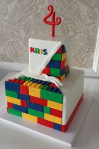 Square Fondant 2 Tier Lego Cake 