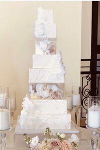 6 Tier Marbled, Torn Edge, Clear Riser with Orchids