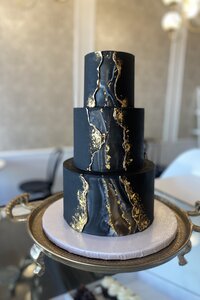 Black and Gold Marble Cake