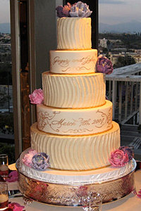 Hand Painted Wedding Cake with Sugar Peonies