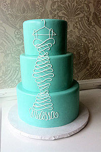 Tiffany Blue Scroll Wedding Dress Cake