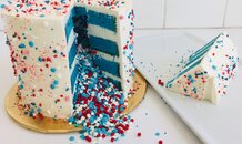 Surprise! Red, White & Blue Cake