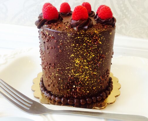 Chocolate Truffle Cake with Raspberry Accent on Top