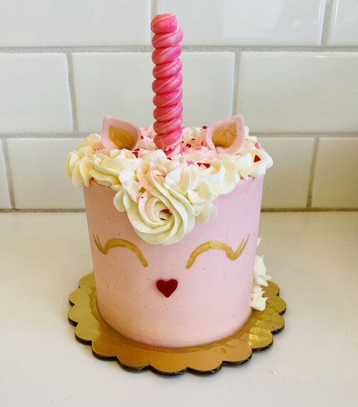 Pink Heart Unicorn Cake