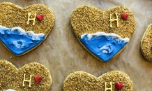 Heart Ocean Cookies with Initial